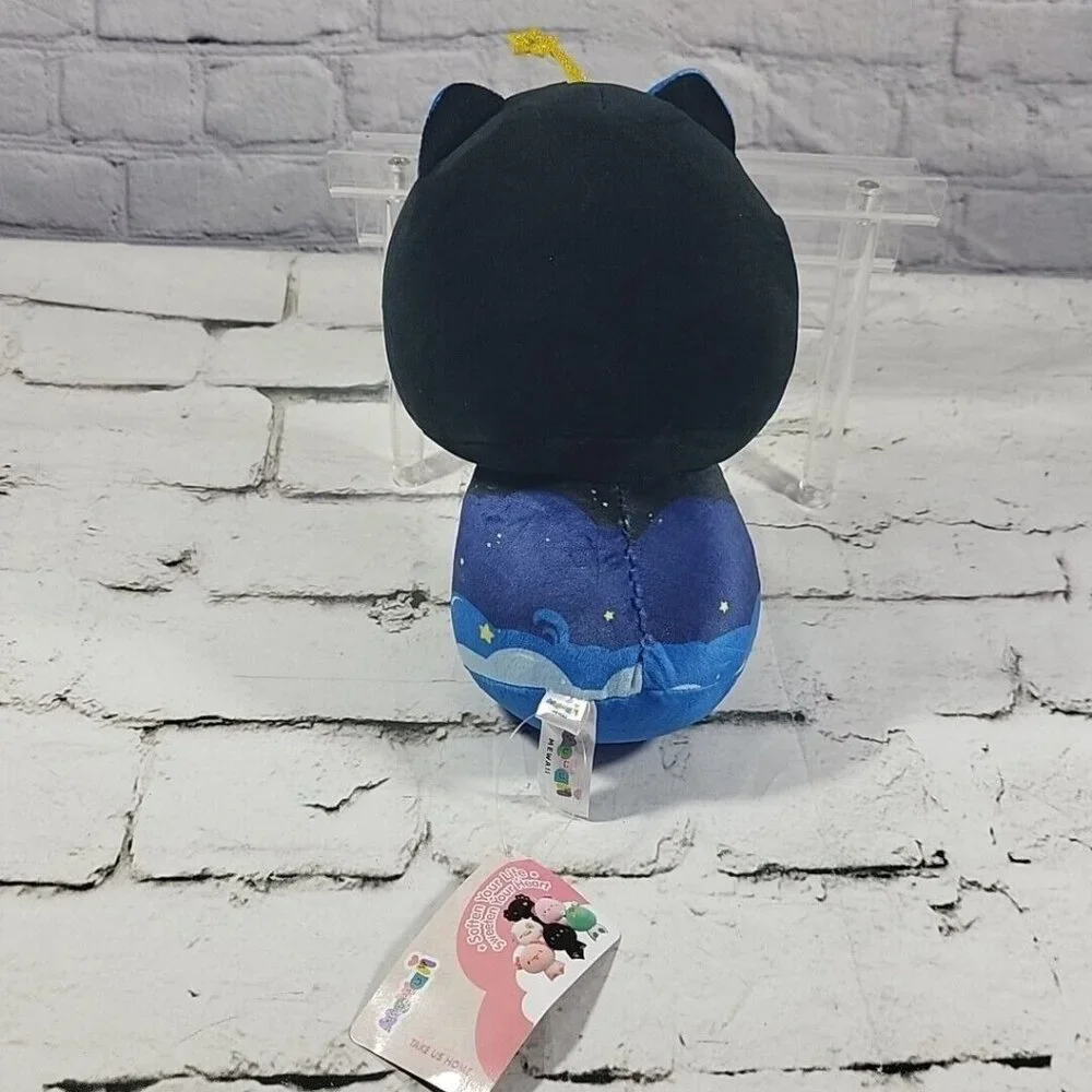 Mewaii 8‎ Inch Mushroom Plush Cute Black Cat Plush Pillow Soft Plushies Squish